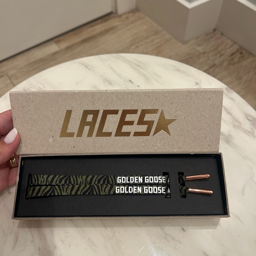 Golden Goose Black and Green Patterned Laces